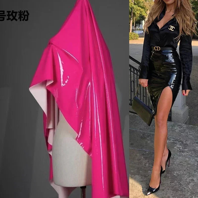 Eleganter Kunstleder-Bleistiftrock mit Reißverschluss – Sexy High-Stretch Rock in Schwarz, Rot oder Blau